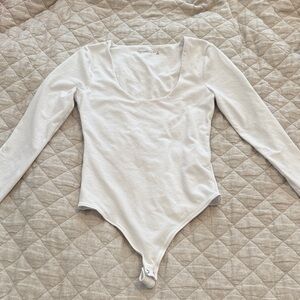Abercrombie & Fitch Soft White Scoop Neck Bodysuit